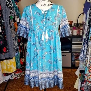 Made With Love blue floral pattern dress